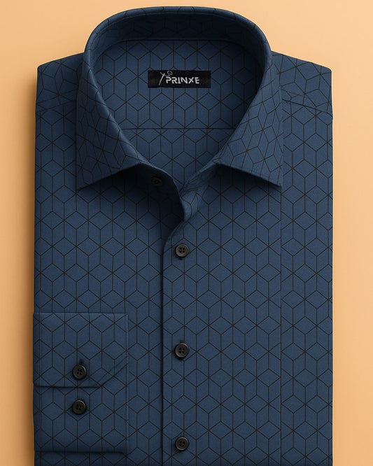 Bold Navy | Geometric | Dress Shirt
