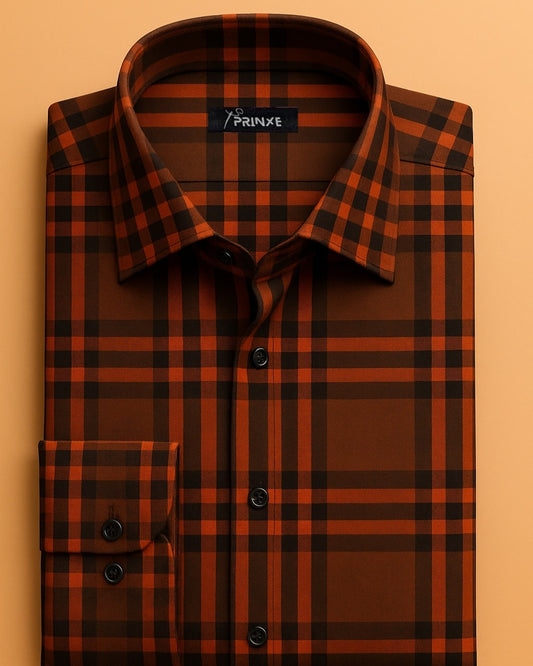 Striking Brown & Orange | Plaid Shirt
