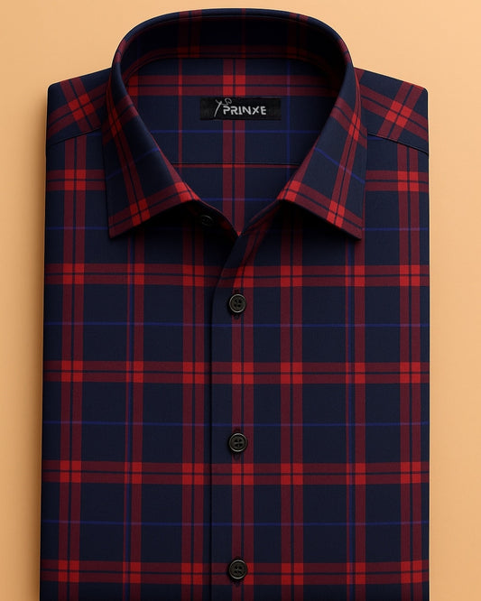 Bold Red & Navy | Checkered Shirt