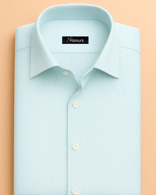 Light Aqua &amp; White | Vertical Pinstripes